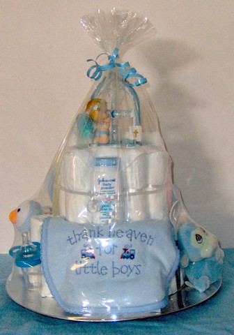 Boy's Christening 3 Tier Diaper Cake